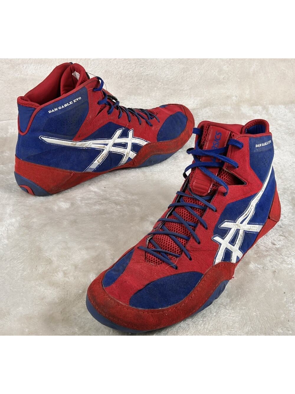 Asics Dan Gable Evo Mens Sz 12 Red Blue Wrestling Shoes J700Y Combat Sports